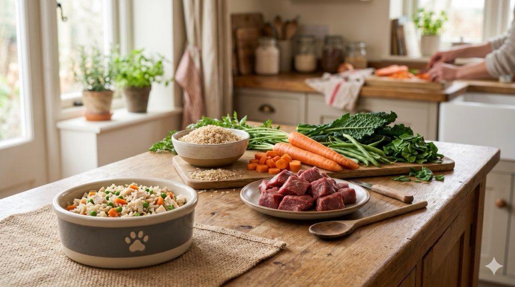 Hundefutter selbst kochen– KI generierte Illustration